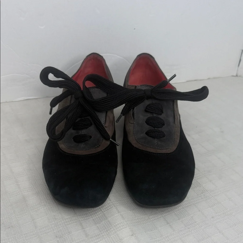 PAS DE ROUGE "Tata" Women’s Tie Suede Wedge Shoes, - Picture 8 of 8